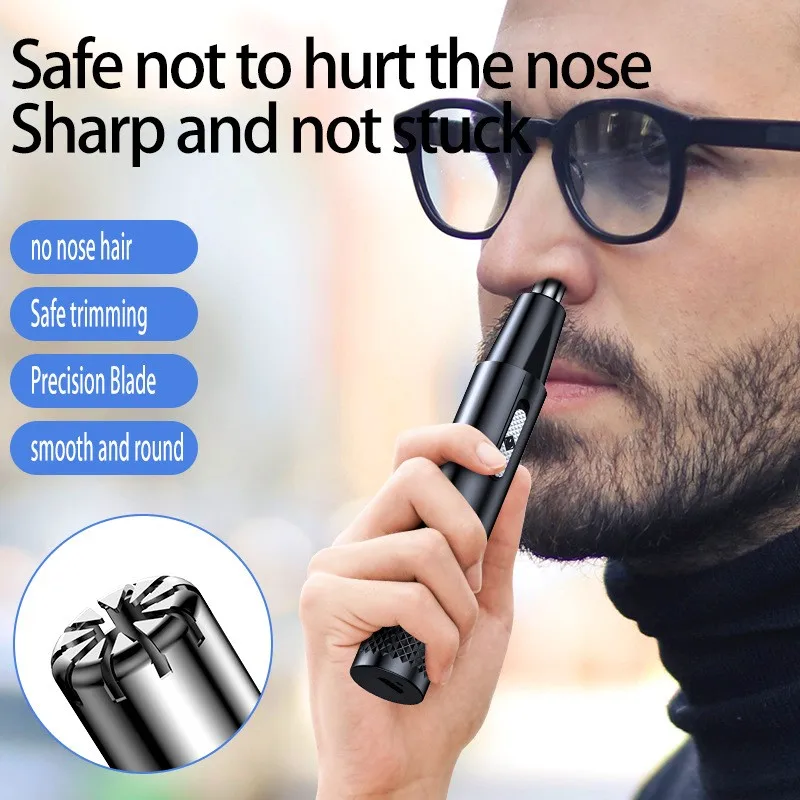 Color: Blue - Nose Hair Trimmer USB Charging New High Quality Electric Portable Men Mini Nose Hair Trimmer