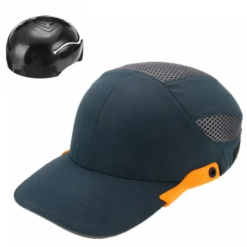 Color: Orange - Safety Bump Cap with Reflective Stripes Lightweight and Breathable Hard Hat Head Helmet Workplace Construction Site Hat Black