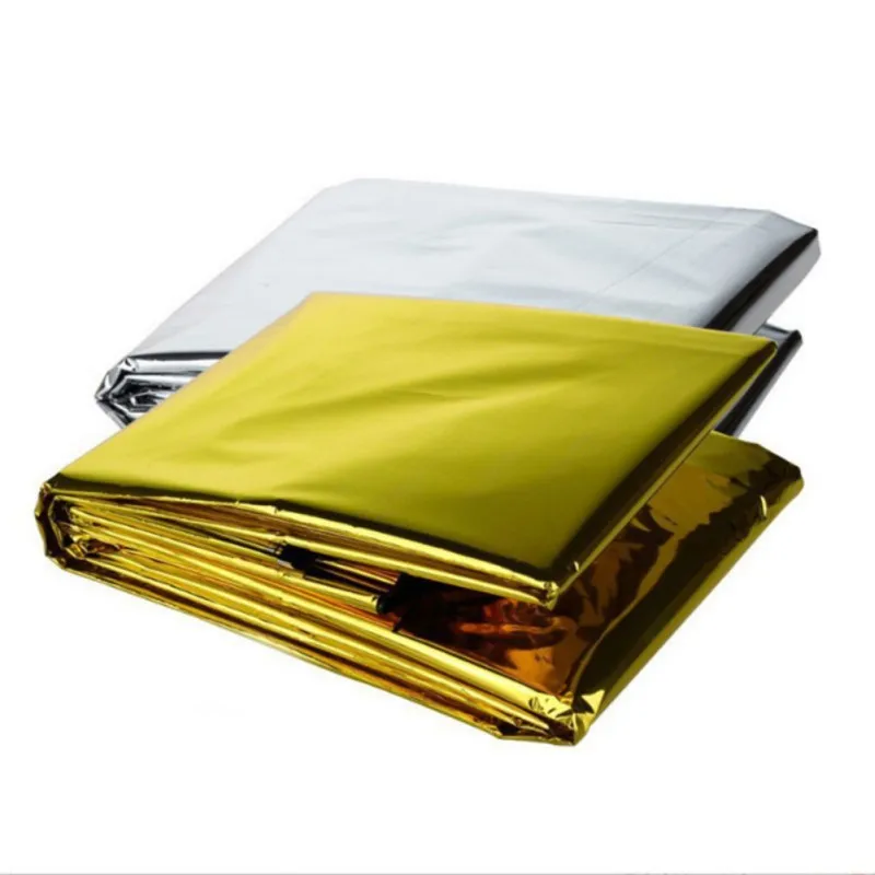 Color: Blue, Ships From: CHINA - Emergency Thermal Poncho Blanket Lightweight Folding Water Resistant Windproof Sunshade Reusable First Aid Camping Mat Pad