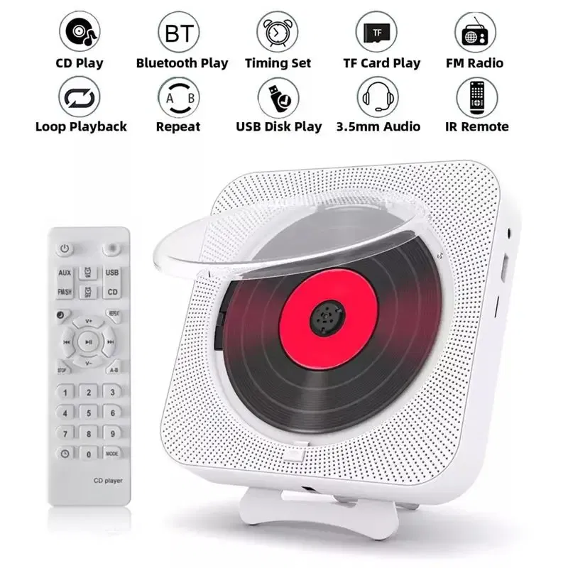 Color: black, Ships From: CHINA - New! Portable CD Player Bluetooth Speaker Stereo CD Players LED Screen Wall Mountable CD Music Player with IR Remote Control FM