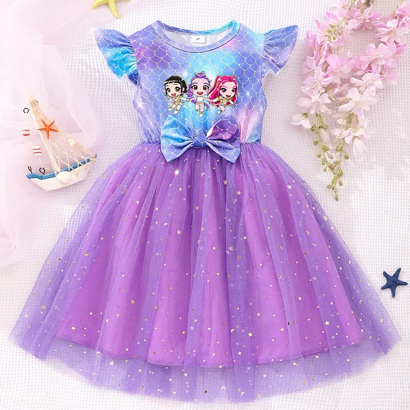 Color: Ivory, Size: One Size, Ships From: CHINA, Height: 158 - KPop Demon Hunter Christmas Princess Dress Girl Fashion Casual Autumn Butterfly Dress Wedding Birthday Party Dress Gift Clothes