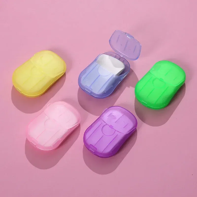 Color: PURPLE - New Portable Mini Disposable Soap Paper Travel Soap Paper Washing Hand Bath Clean Scented Slice Sheets Mini Clean Soap Tablets