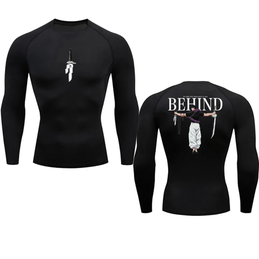 Color: Gold, Size: XXXL - Anime Compression Shirt Men Print Breathable Football Fitness Tight Sportswear Althletic Quick Dry Rash Guard Gym Riding Tops