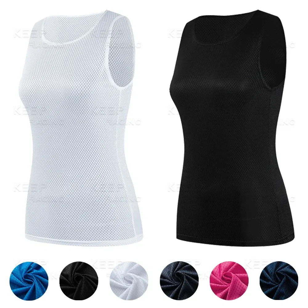 Color: GRAY, Size: L - Women Cycling Base Layers Colorful Cycling Jersey Blue Quick Dry Vest Breathable Pink Undershirt Elastici Vest Road Bike Jerseys