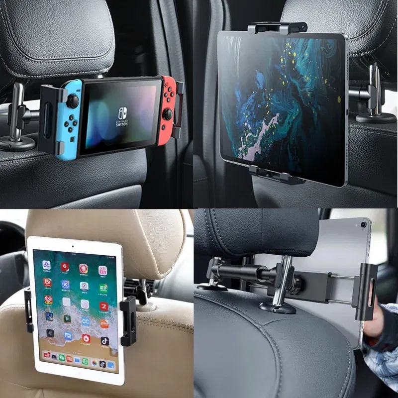 Color: black - Car Holder For 4.7-13 in Tablet & Phone Holder Back Seat Headrest Mounting Holder Accessories  iPad Pro 12.9''