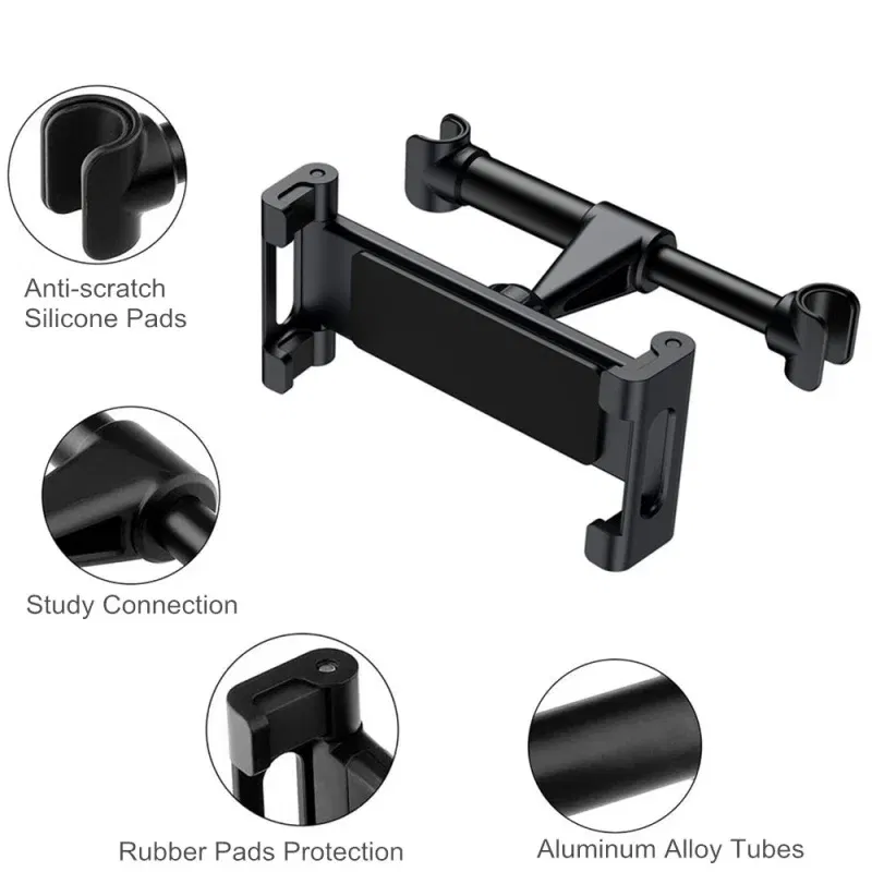 Color: black - Car Holder For 4.7-13 in Tablet & Phone Holder Back Seat Headrest Mounting Holder Accessories iPad Pro 12.9''