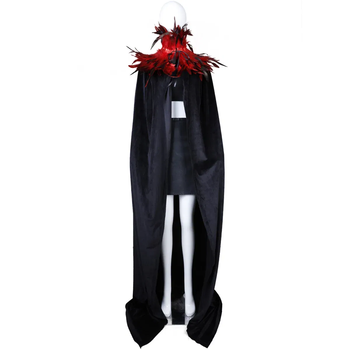Color: Red - Feather Shawl With  Elegant Gothic Style Cloak With Soft Feathers Perfect For Halloween Or Cosplay