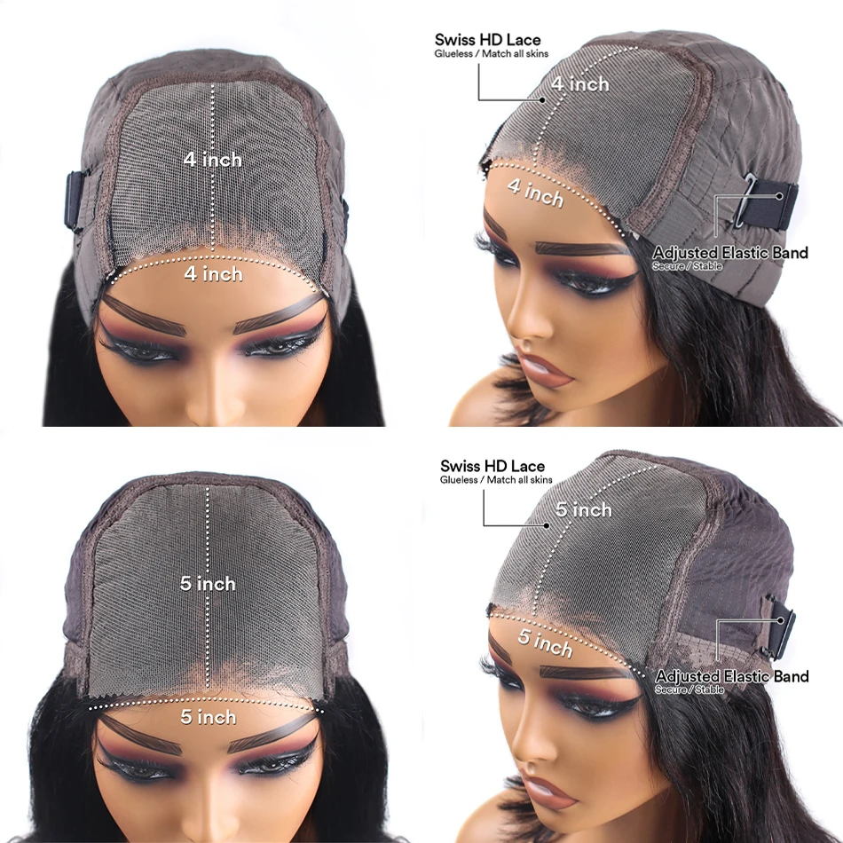 Stretched Length: 32inches, Hair Color: #12, Density: 200%, Ships From: CHINA - Glueless Wig Human Hair Ready To Wear Water Wave Lace Front Wig 4x4 5x5 Lace Closure Black Wig Curly HD Lace Frontal Human Hair