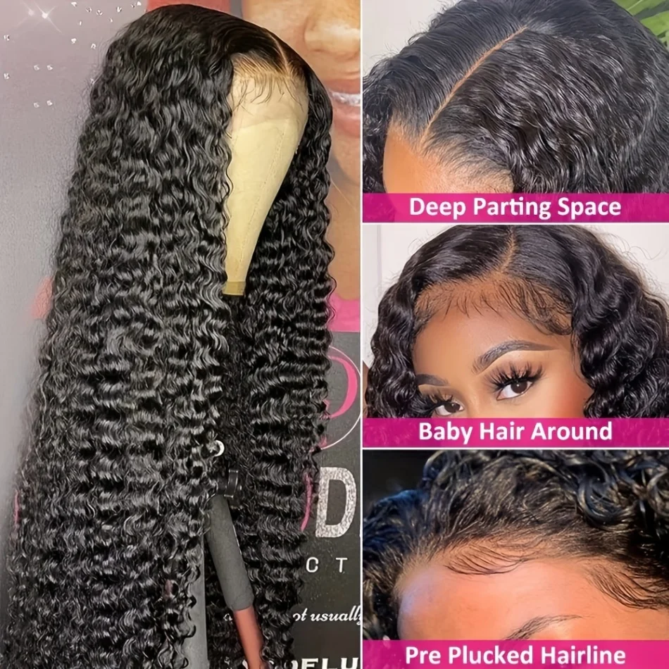 Stretched Length: 32inches, Hair Color: #12, Density: 200%, Ships From: CHINA - Glueless Wig Human Hair Ready To Wear Water Wave Lace Front Wig 4x4 5x5 Lace Closure Black Wig Curly HD Lace Frontal Human Hair