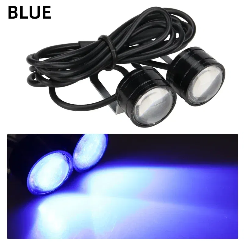 Color: Blue - 2pcs Motorcycle Flash Strobe Eagle Eye Motorcycle Daytime Running Light Fog Lamp Headlight Moto Accessories