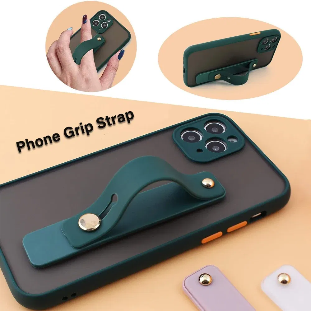 Color: Green - Wrist Band Hand Band Finger Grip Mobile Phone Holder Stand Push Pull Universal Plain Color Phone Socket Holder for iPhone Xiaomi