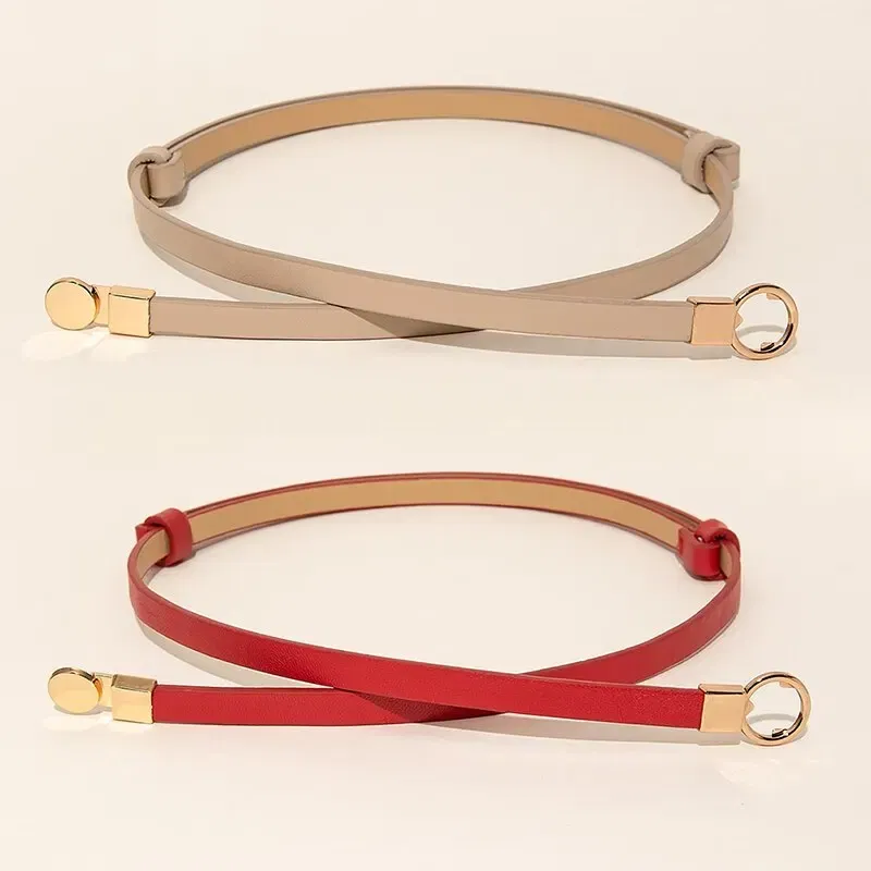 Belt Length: 105CM, Color: Orange - 2Piece Combination Set Four Seasons Multicolor SelfStretch Dress With Womens Belt