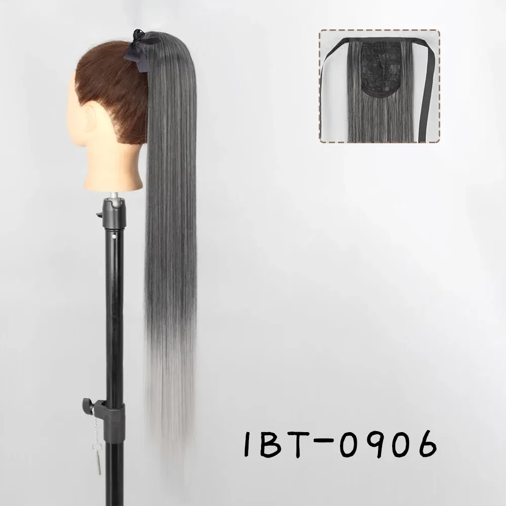 Color: T1B/Red, Stretched Length: 22inches - AZQUEEN Straight Synthetic Hairpiece With Ponytail 85cm Super Long Wrap Around Clip In Hair Extensions Pony Tail For Daily Wear