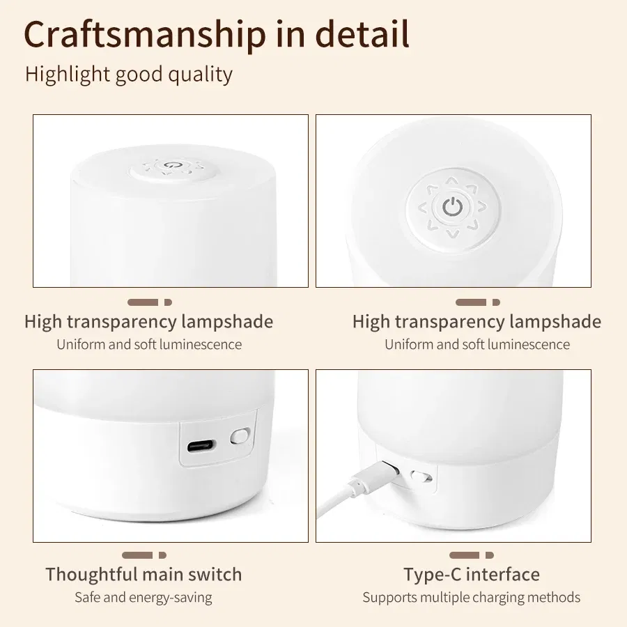 Emitting Color: Blue - Touch Night Lamp USB LED Lamp Remote Control Switch Rechargeable Three Colors Lights Bedroom Portable Table Bedside Night Lamp