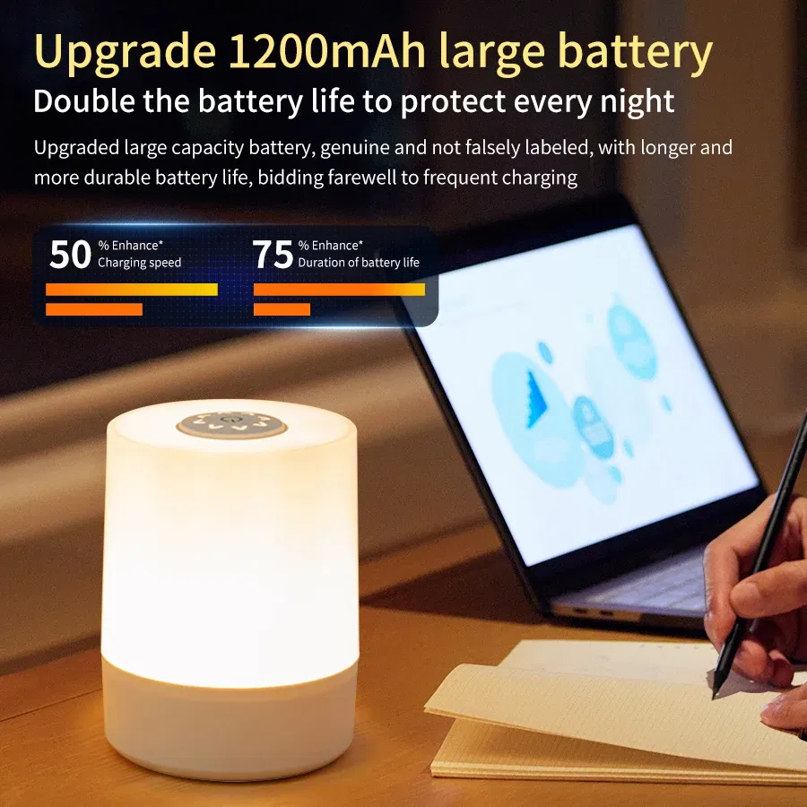 Emitting Color: Blue - Touch Night Lamp USB LED Lamp Remote Control Switch Rechargeable Three Colors Lights Bedroom Portable Table Bedside Night Lamp