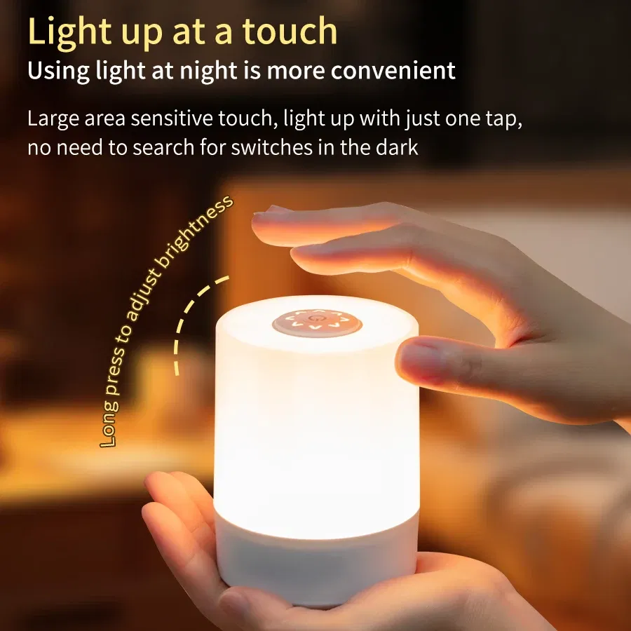 Emitting Color: Blue - Touch Night Lamp USB LED Lamp Remote Control Switch Rechargeable Three Colors Lights Bedroom Portable Table Bedside Night Lamp