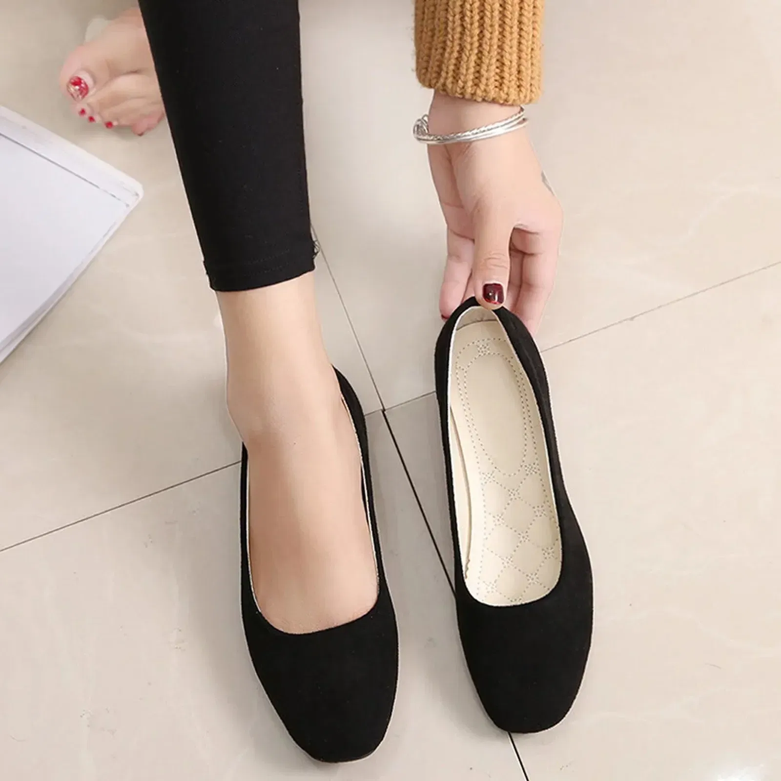 Shoe Size: 40, Color: black - Women Ladies Slip On Flat Shoes Sandals Casual Ballerina Shoes Size Women'S Solid Color Thin Sole Casual Shoes