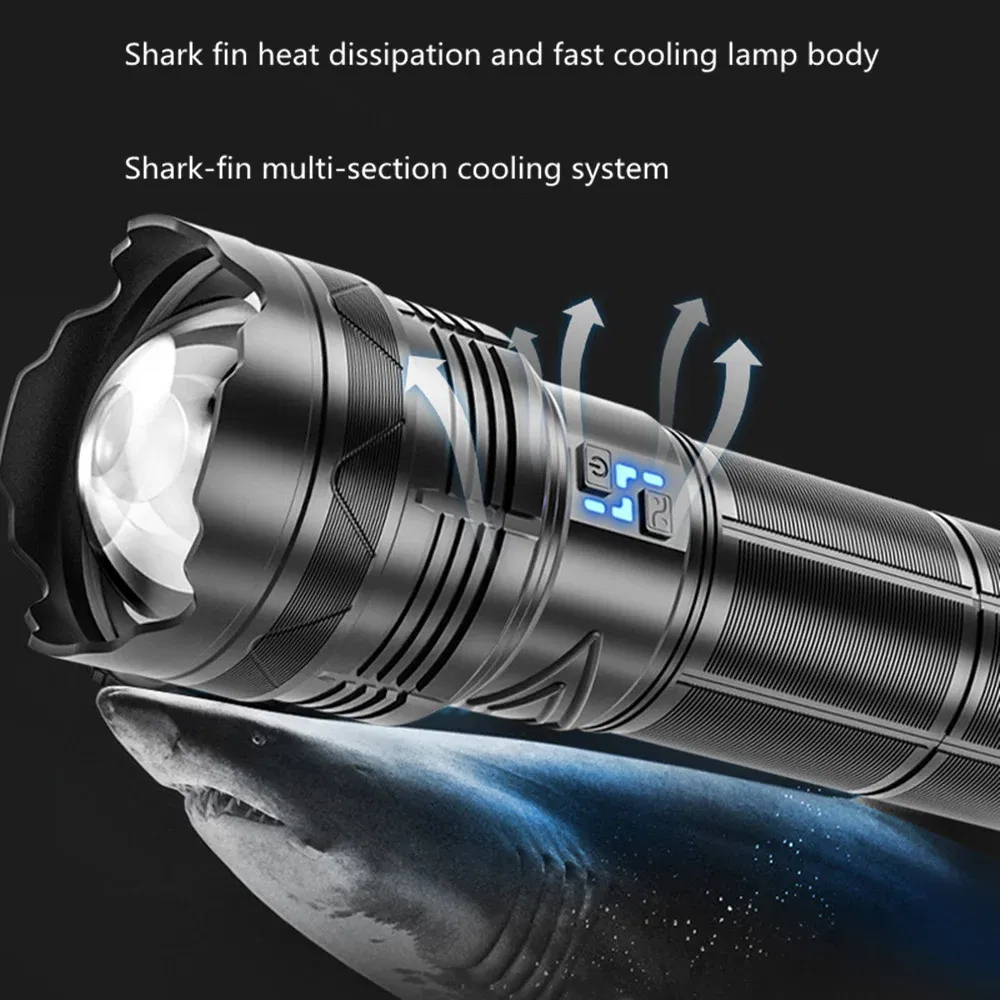 Emitting Color: Yellow - High Power Tactical Rechargeable led flashlight long range very powerful Lantern 100W usb charging lamp Torch with indicator