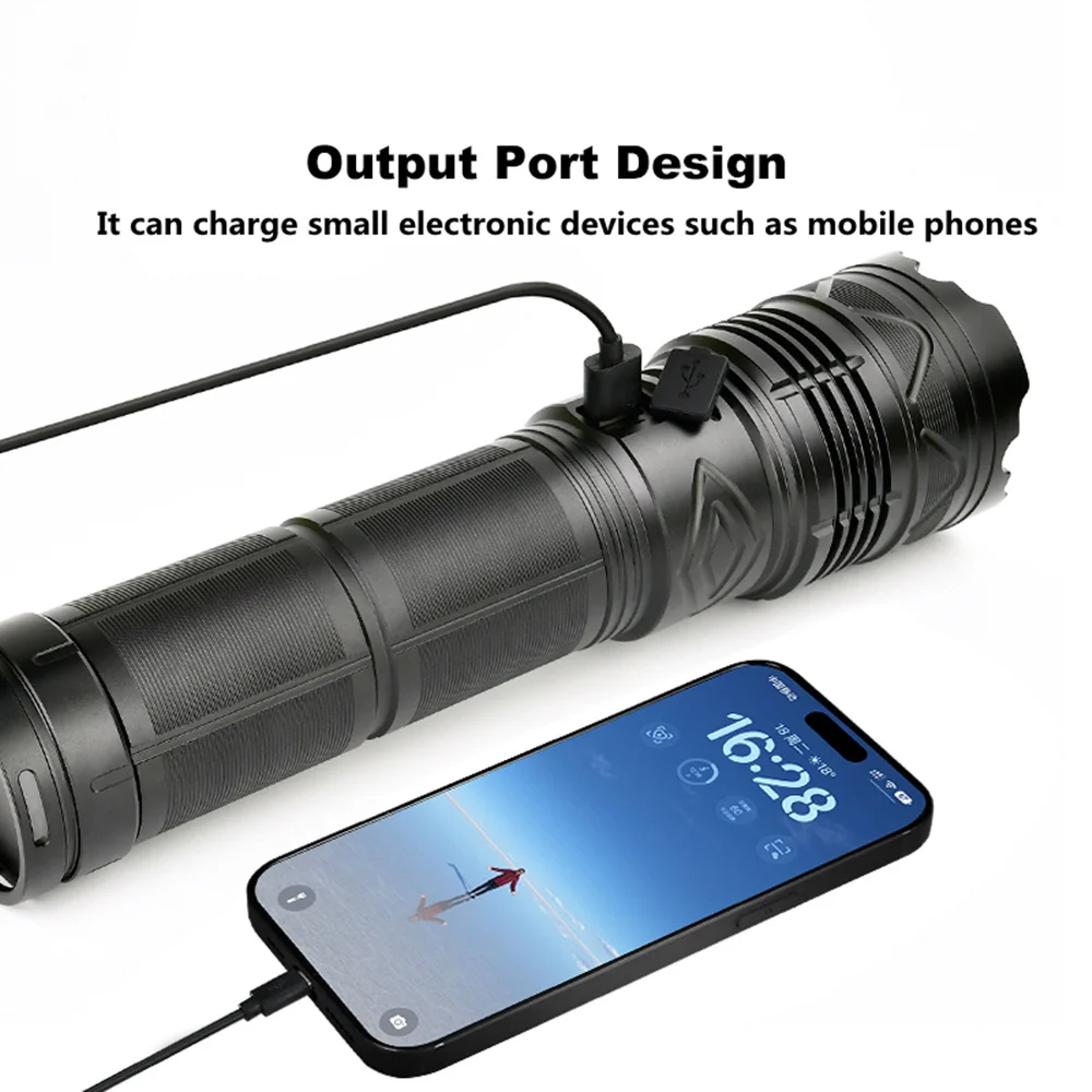 Emitting Color: Yellow - High Power Tactical Rechargeable led flashlight long range very powerful Lantern 100W usb charging lamp Torch with indicator