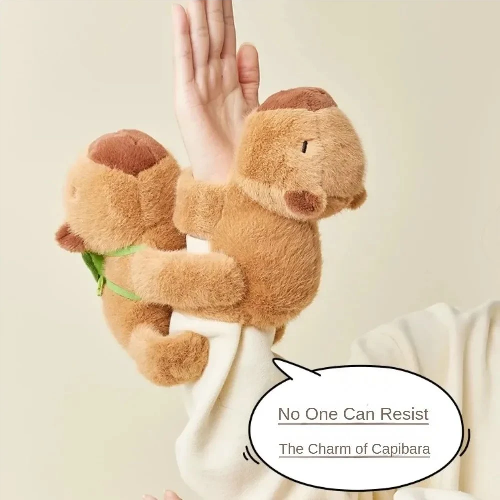 Color: Coffee - 5PCS Cute Plush Doll Water Dolphin Doll Wrist Snap Ring Toys Plush Toys Capybara Toys Hand Ring Fun Pop Circles Kids Holiday Gi