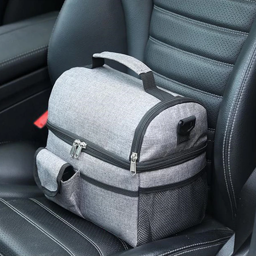 Color: Red - 10L Portable Thermal Lunch Bag Food Box Durable Waterproof Office Cooler Lunch Box Ice Insulated Case Camping Oxford Dinner Bag