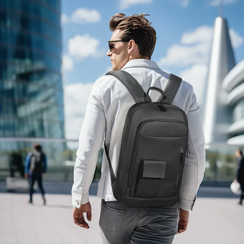 Color: GRAY, Ships From: CHINA - Heroic Knight Slim Backpack for Men Multifunction Work Backpack for 15.6" Laptop bag Waterproof Business Bag College Bag Male