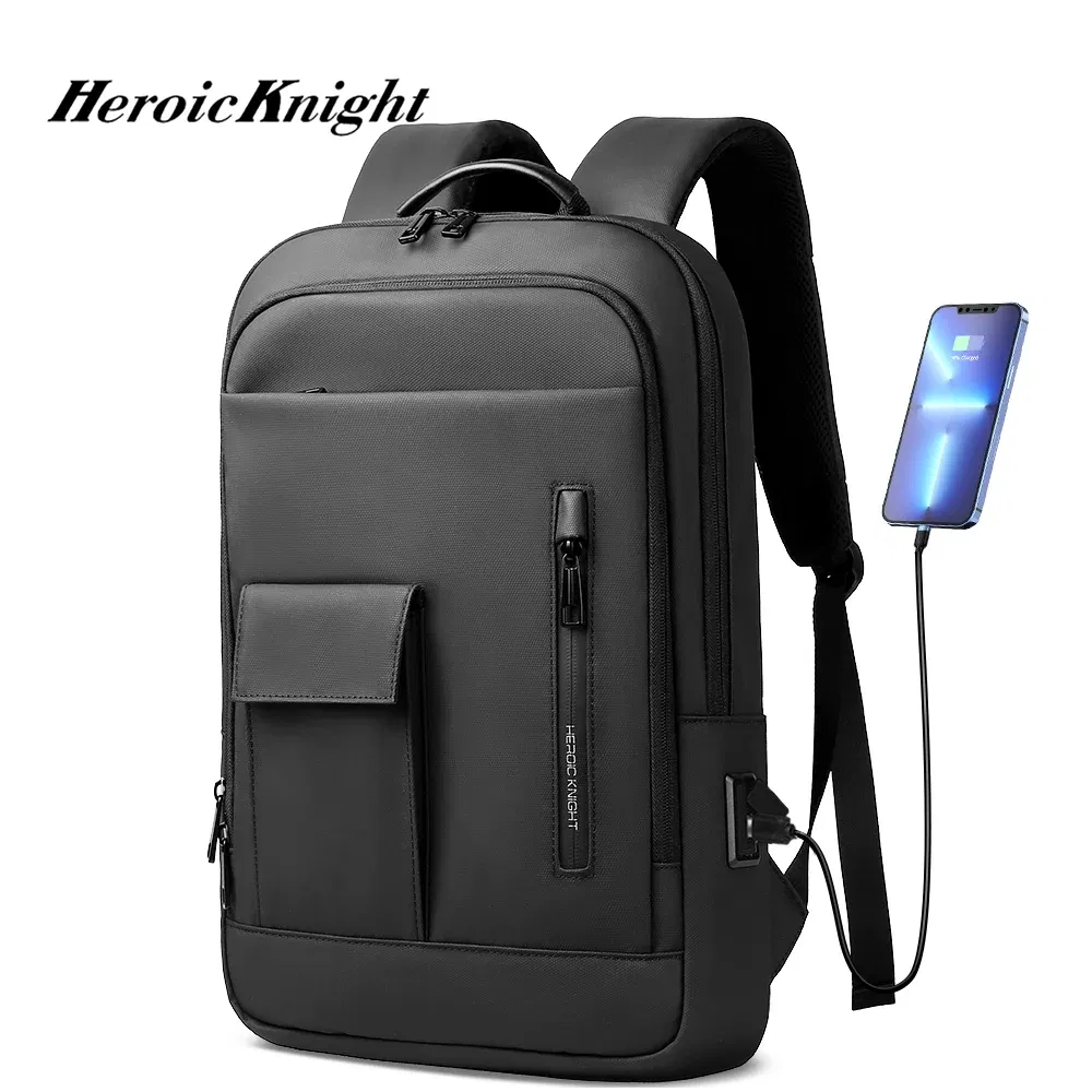 Color: GRAY, Ships From: CHINA - Heroic Knight Slim Backpack for Men Multifunction Work Backpack for 15.6" Laptop bag Waterproof Business Bag College Bag Male