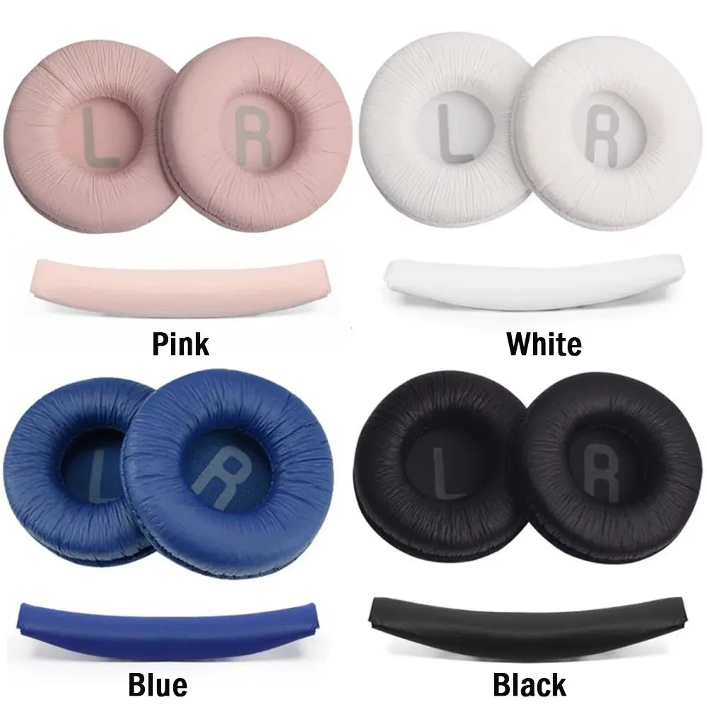 Color: WHITE - Replacement Ear Pads Soft Leather Foam Pads for JBL Tune 600, T450, T450BT, T500BT, JR300BT, 70mm, 1 Set