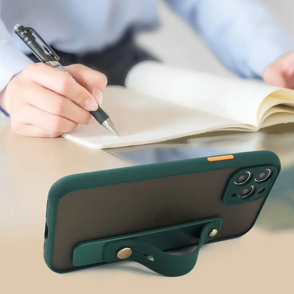 Color: Red - Wrist Band Hand Band Finger Grip Mobile Phone Holder Stand Push Pull Universal Plain Color Phone Socket Holder for iPhone Xiaomi