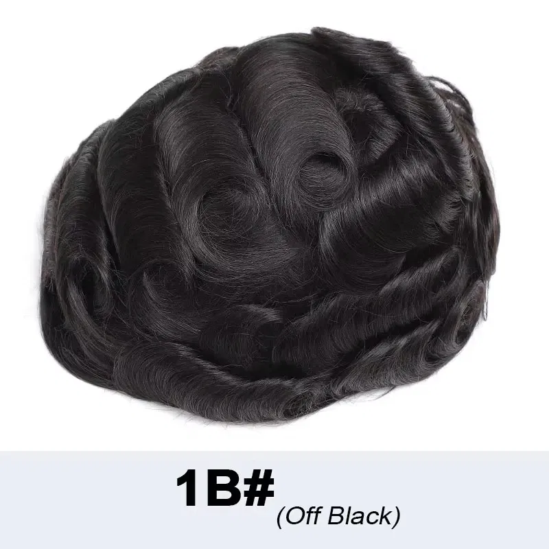 Poly Skin Toupee for Men Human Hair Pieces hair replacement System for Men Thin skin PU hair prosthesis