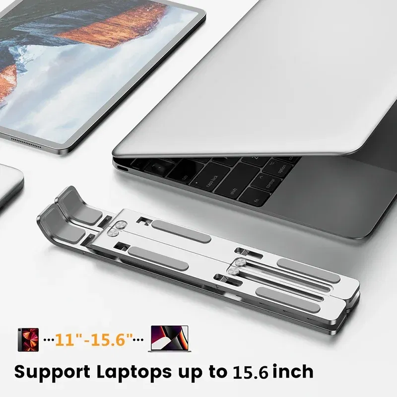 Color: black - Aluminum Alloy Laptop Holder Stand Adjustable Foldable Portable for Notebook Computer Bracket Lifting  Non-slip Holder