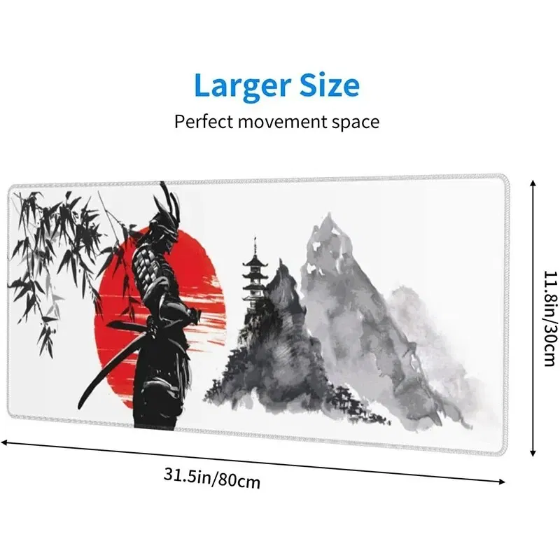 Size: 40x30 cm - Japanese Samurai Tree Sun Mouse Pad Gaming XL New Computer Home Mousepad XXL Desk Mats Natural Rubber Office Anti Slip