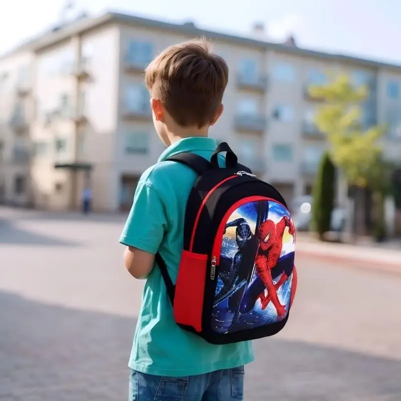 Color: SKY BLUE - Disney Marvel Series Backpack Boy's Primary School Schoolbag Double-layer Cartoon Spider-Man Backpack For Boys Gift