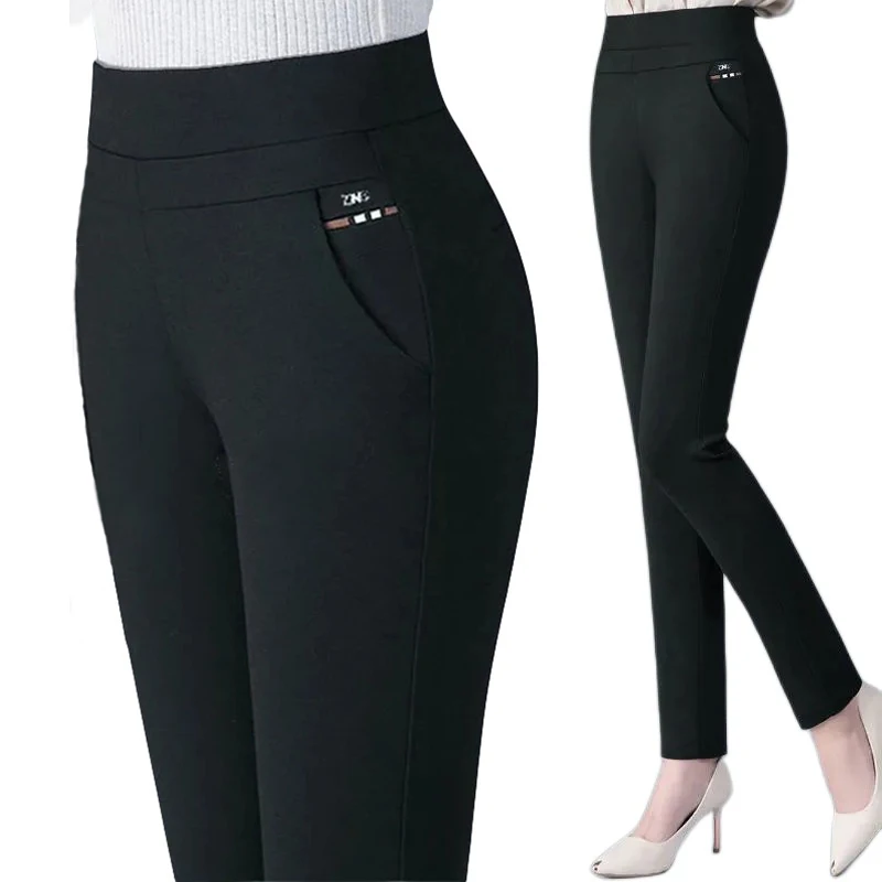 Color: DEEP BLUE, Size: L - Thin & Thick Warm Winter Pencil Pants Womens Snow Plush Strench Lady OL SkinnyTrousers Femal Thichen Slim  Clothing Leggings