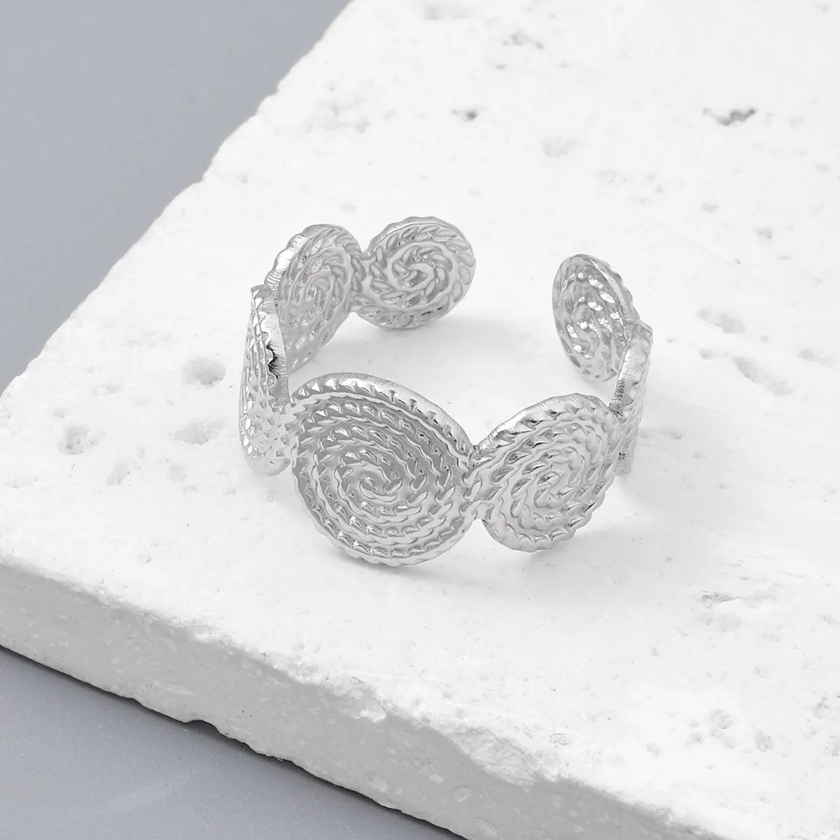 Main Stone Color: Pink, Ring Size: resizable - Never Fade Stainless Steel Flower Woven Star Rings Boho Women Jewelry Fashion Ring Adjustable Size Birthday Gifts Top Quality