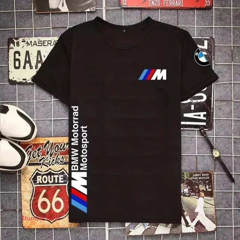 Men's Summer T-Shirt BMW Short Sleeve Sports Motorcycle Racing M Power Car Brand Fashion Casual Wear