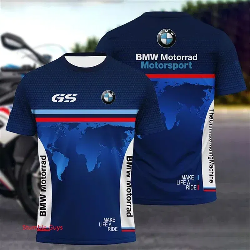 Men's Summer T-Shirt BMW Short Sleeve Sports Motorcycle Racing M Power Car Brand Fashion Casual Wear