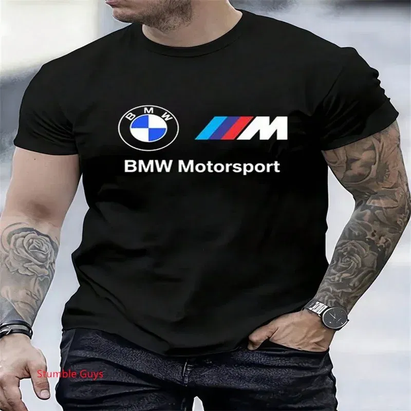 Men's Summer T-Shirt BMW Short Sleeve Sports Motorcycle Racing M Power Car Brand Fashion Casual Wear