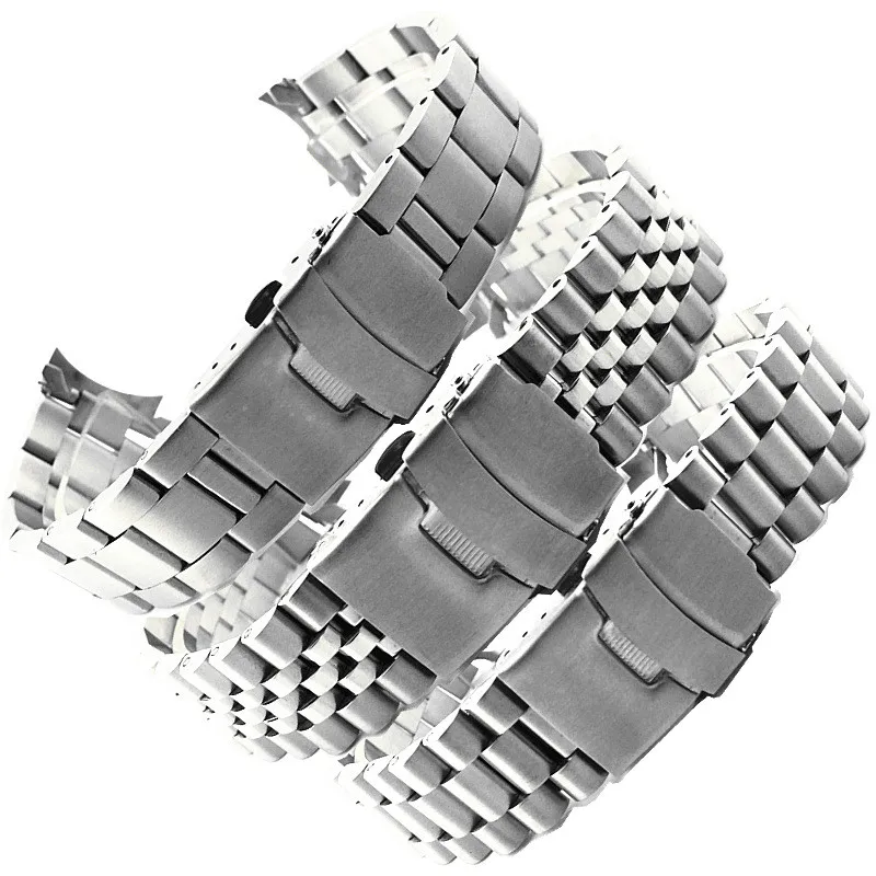 Band Color: GREEN BLUE, Band Width: 20mm - For Seiko Solid Stainless Steel Band 20mm 22mm Men's Sports Strap Srpd Skx007/Skx009 SRPD63K1 Jubilee Curved End Bracelet