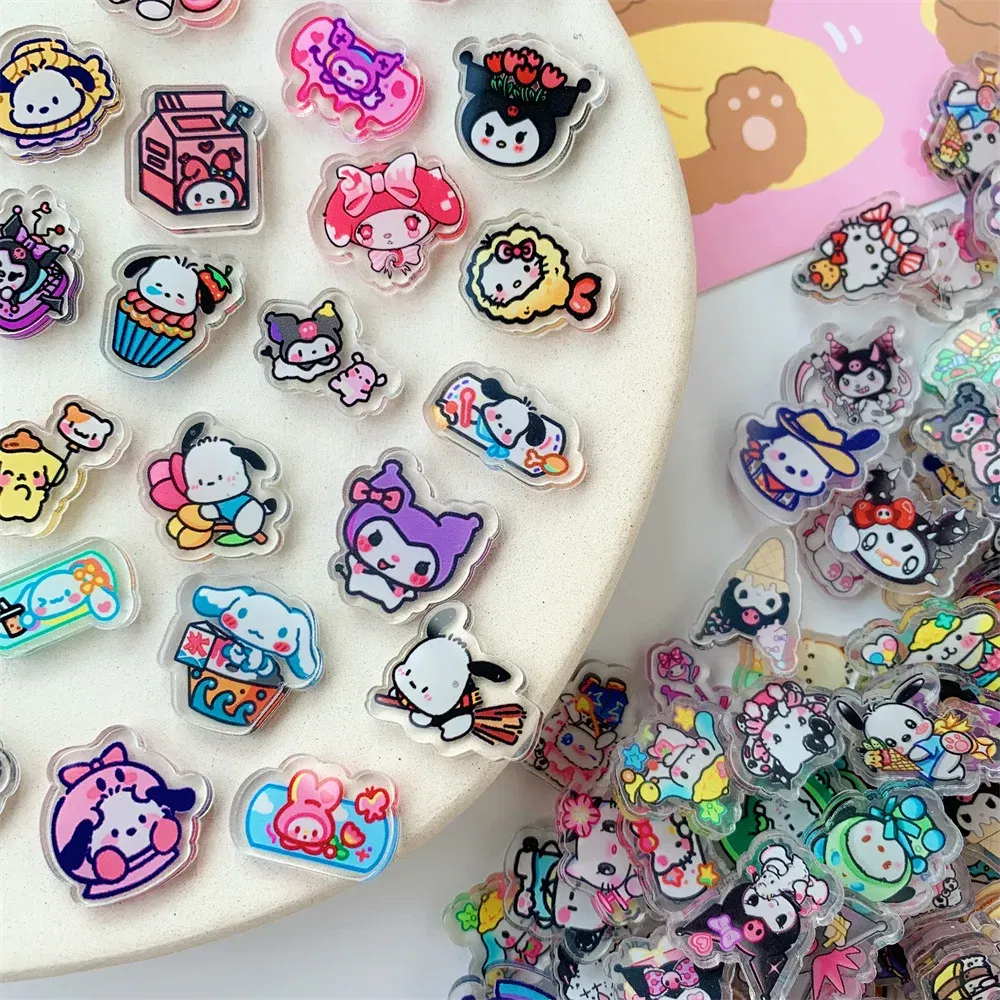 Color: Silver, Size: 12" - 2cm 100g Sanrio Kuromi Hello Kitty Crayon Shin-chan Anime Collection Acrylic Pendant DIY Accessory Keychain PP Clip Patch