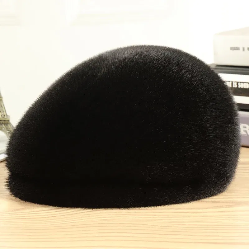 Color: SKY BLUE, Hat Size: M - Real Mink Fur Hat Women'S Winter Fashion Beret Hat Warm Mink Fur Knight Beret Hat Luxury Keep Warm Russian Lady Caps