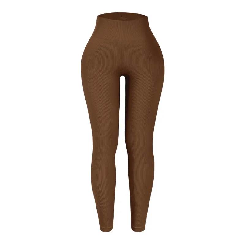 Color: Silver, Size: L - Seamless Knit Yoga Leggings Women Thread Solid Tights Gym Workout Running Stretchy High Waist Hip Liftting Skinny Gym Leggings