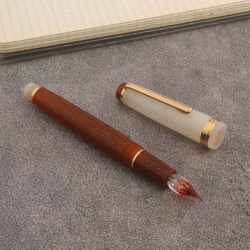 Color: Chocolate - JinHao 82 Fountain Pen Color match Dip in water Glass Nib Stationery Office School Supplies Ink Pens