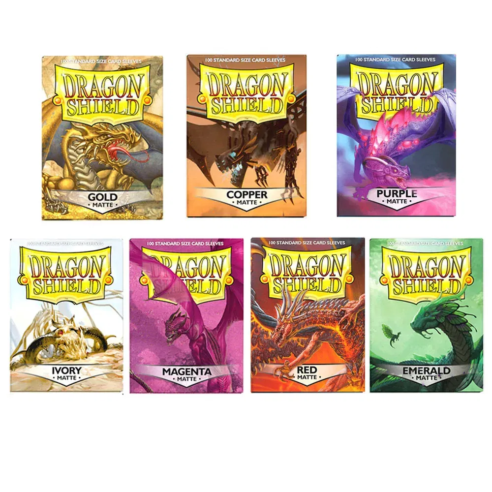 Color: SIX - 100 PCS/BOX Colorful Matte Dragon Shield Cards Sleeves Cards Cover Matte Cards Protector for Magic MGT/Star Card Board Games
