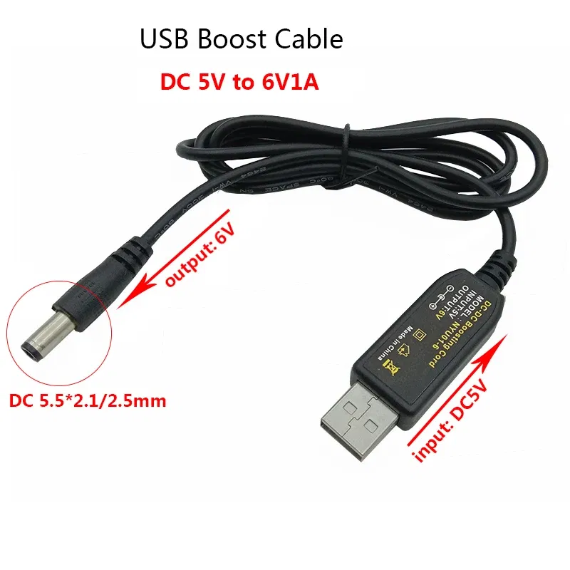 5.5*2.5mm DC 5V to 6V 6V1A 6 Volt USB Boost Cable Line Step-up Converter 5.5x2.1mm Connector For Router   Speaker Power Supply