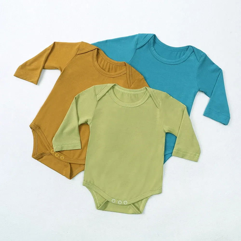 Color: Slateblue, Kid Size: 18M - 2025 Summer Newborn Boy Girl Romper Baby Bamboo Fiber Breathable Clothing Long Sleeve Toddler Jumpsuit Infant Bodysuit Pajamas
