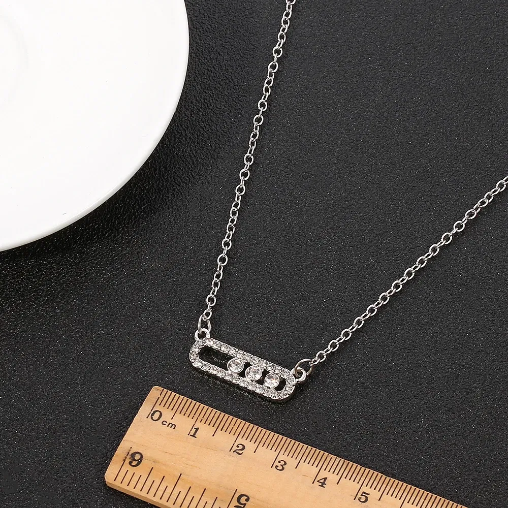 Metal Color: RED-BROWN, Ships From: CHINA - Shiny Rhinestone Geometry Fashion Pendant Necklace Women Sweet Iced Out Clavicle Temperament Bling For Female Party Charm Gifts