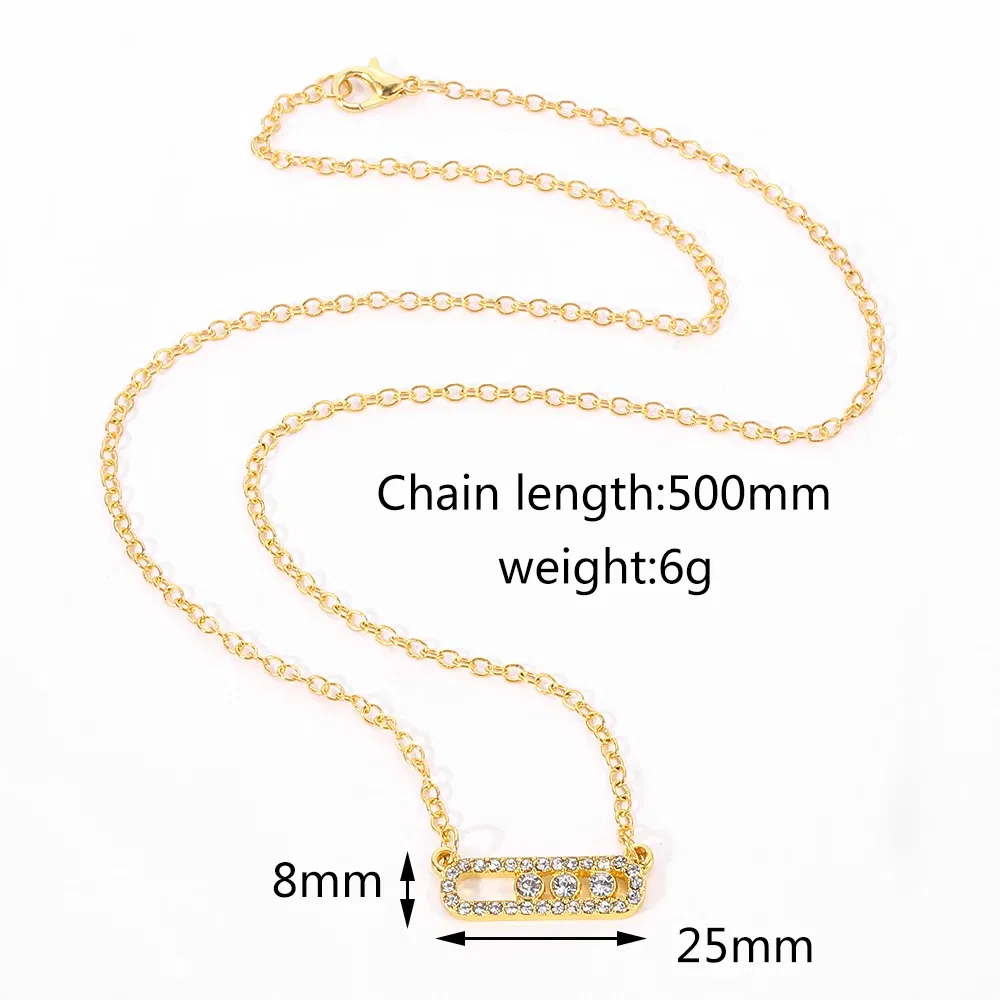 Metal Color: RED-BROWN, Ships From: CHINA - Shiny Rhinestone Geometry Fashion Pendant Necklace Women Sweet Iced Out Clavicle Temperament Bling For Female Party Charm Gifts