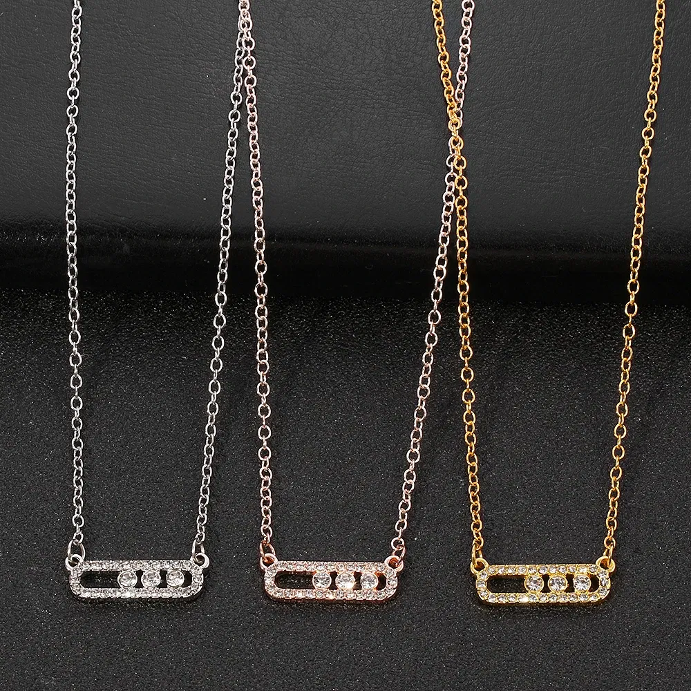 Metal Color: RED-BROWN, Ships From: CHINA - Shiny Rhinestone Geometry Fashion Pendant Necklace Women Sweet Iced Out Clavicle Temperament Bling For Female Party Charm Gifts