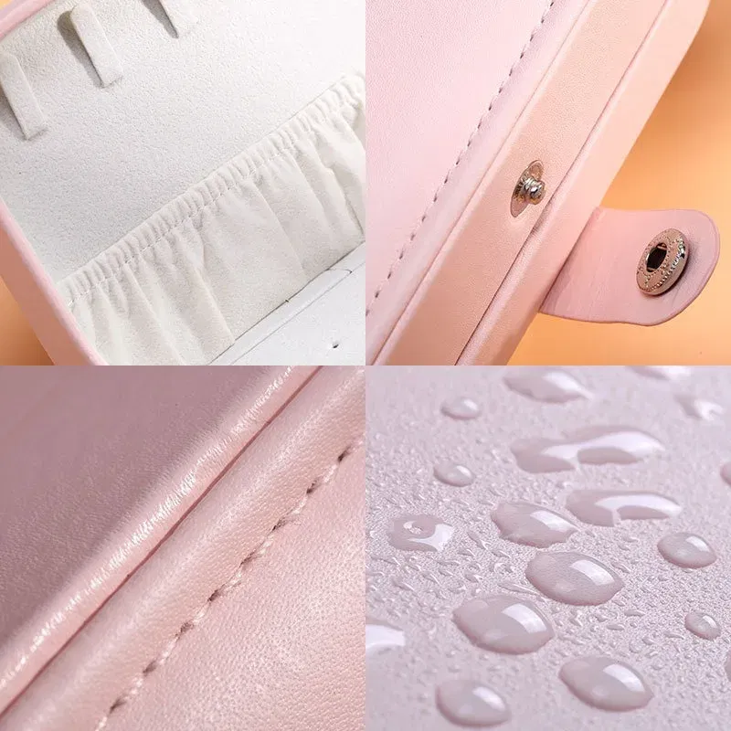 Color: PURPLE - 2023 Portable Jewelry Box Jewelry Organizer Display Travel Jewelry Case Boxes Button Leather Storage Zipper Jewelers Joyero